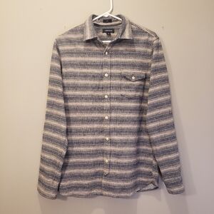 J Crew Jeans Shirt Mens Medium Japanese Slub Striped Wool Blend